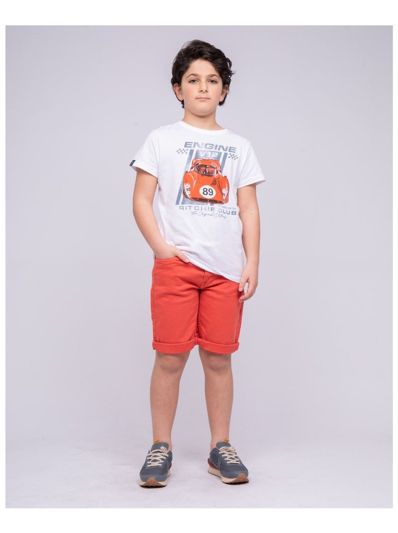 Bermuda BANDAL garçon Orange corail - Kiabi