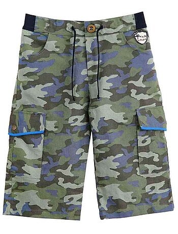 Bermuda Camouflage en Lin avec Poches Cargo ARCACHON - La Faute à Voltaire