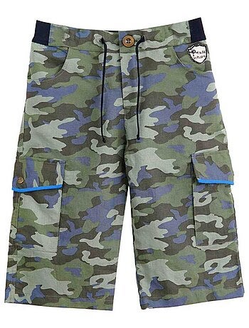 Bermuda Camouflage en Lin avec Poches Cargo ARCACHON - La Faute à Voltaire