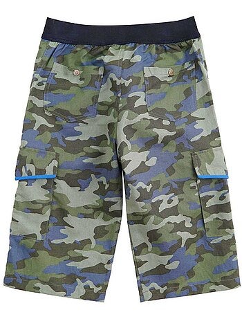 Bermuda Camouflage en Lin avec Poches Cargo ARCACHON - La Faute à Voltaire