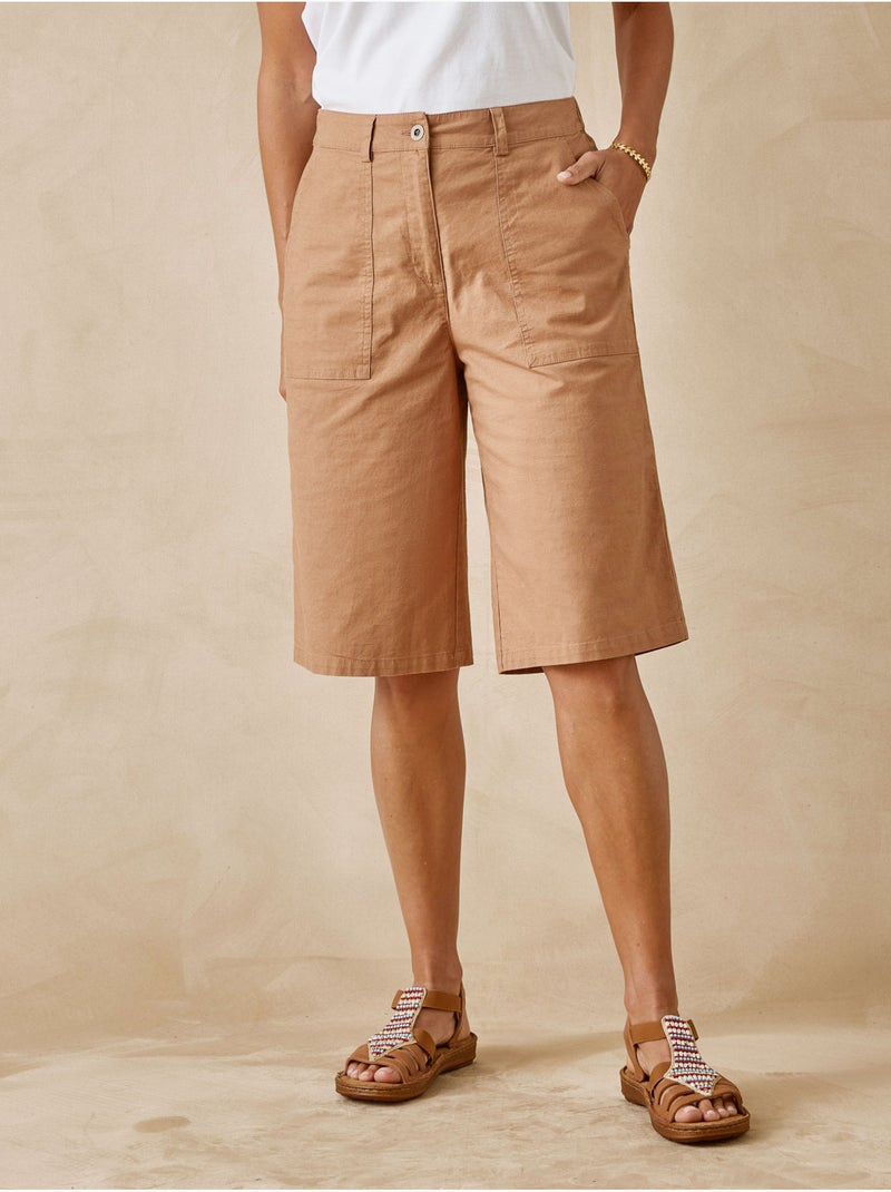 Bermuda cargo avec lin - DAXON Camel - Kiabi