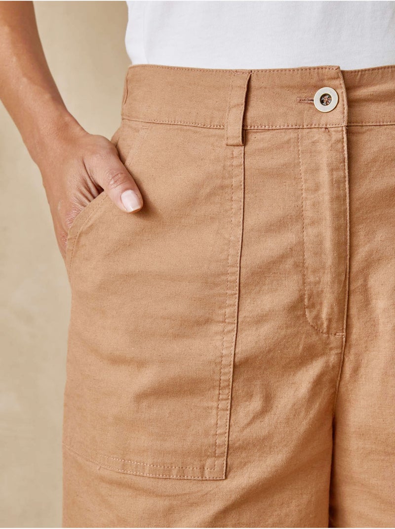 Bermuda cargo avec lin - DAXON Camel - Kiabi