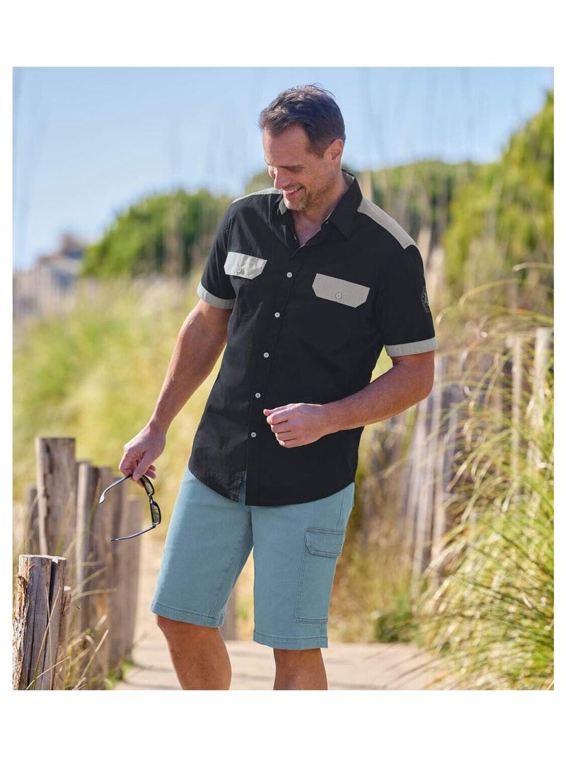 Bermuda Cargo Denim Stretch   - ATLAS FOR MEN Bleu - Kiabi
