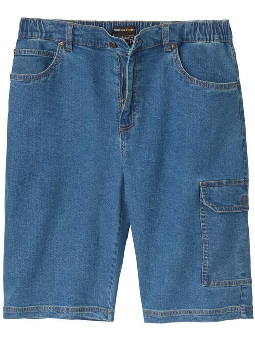 Bermuda Cargo en Jean Stretch Confort   - ATLAS FOR MEN - Kiabi
