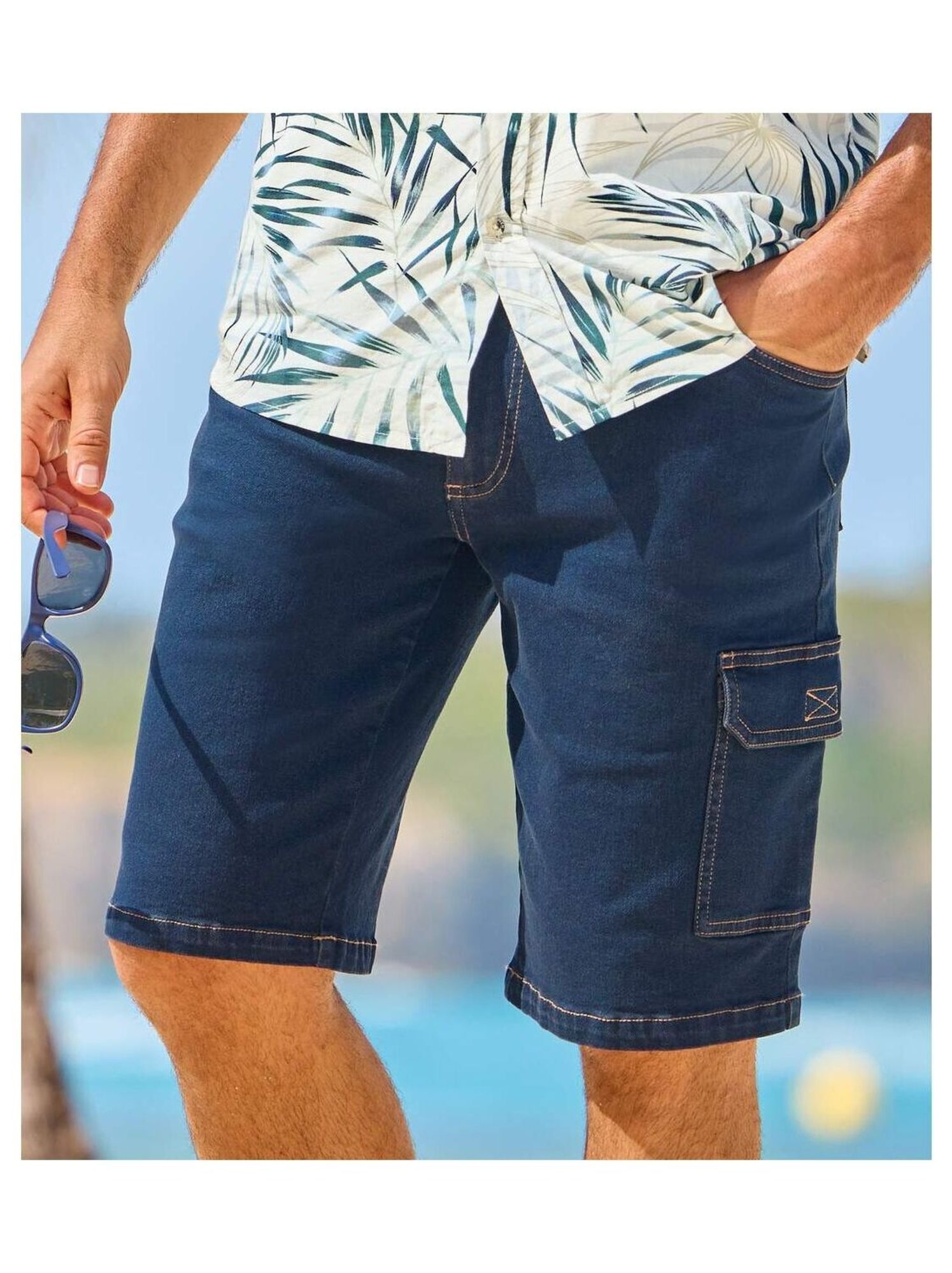 Pantalon Cargo Homme Léger Et Stretch - Longueur Genou (Bermuda), Coupe Vintage, Poches Multiples - 8