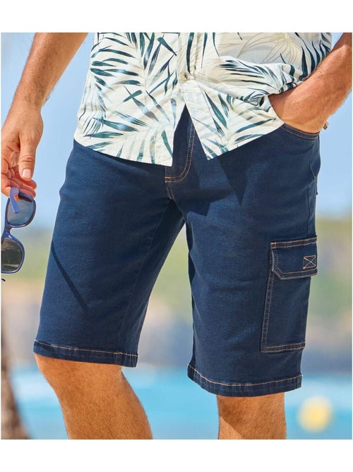 Bermuda Cargo en Jean Stretch Léger   - ATLAS FOR MEN - Kiabi