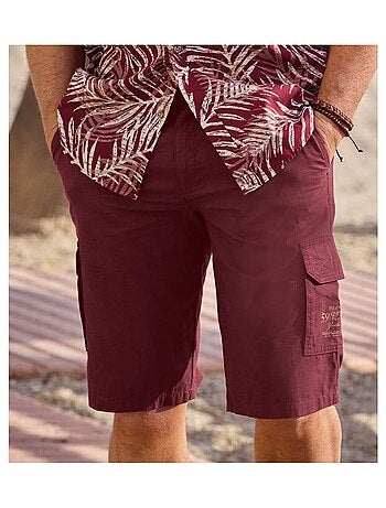 Bermuda Cargo en Toile Bordeaux - ATLAS FOR MEN