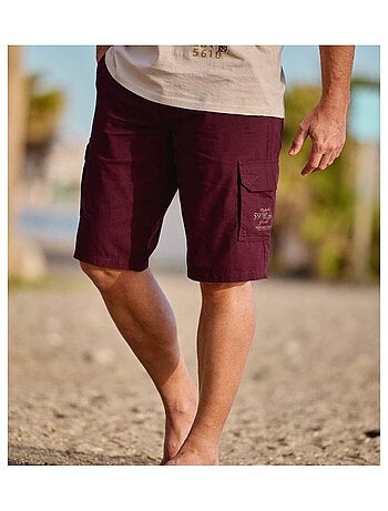 Bermuda Cargo en Toile Bordeaux - ATLAS FOR MEN