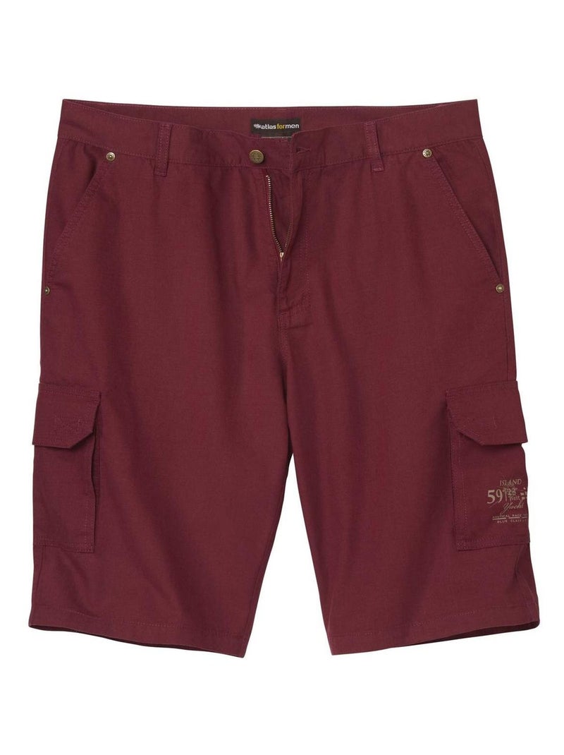 Bermuda Cargo en Toile Bordeaux   - ATLAS FOR MEN Bordeaux - Kiabi
