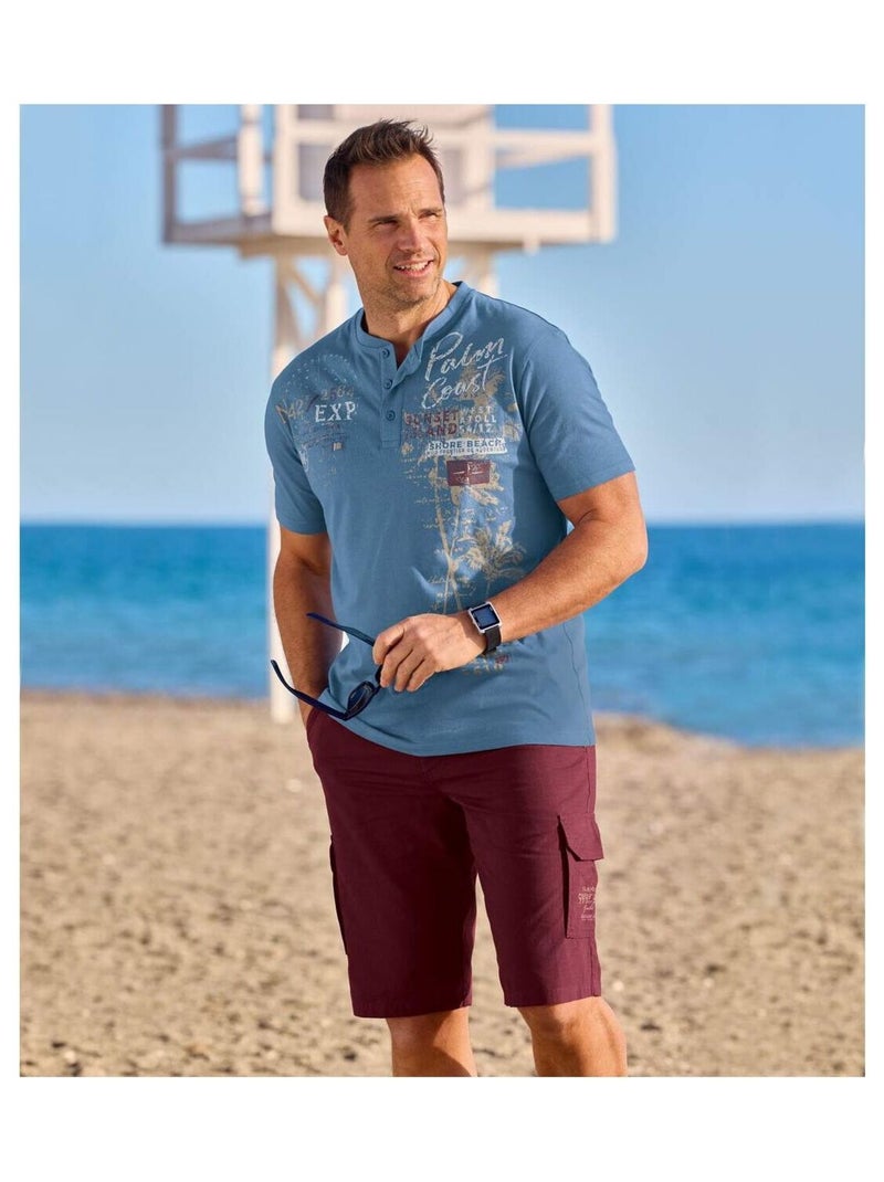 Bermuda Cargo en Toile Bordeaux   - ATLAS FOR MEN Bordeaux - Kiabi