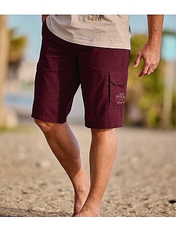 Bermuda cargo en toile bordeaux - atlas for men