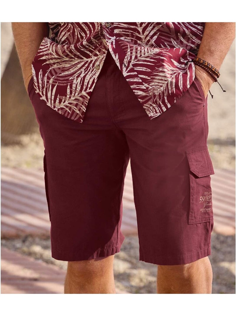 Bermuda cargo en toile bordeaux   - atlas for men Bordeaux - Kiabi