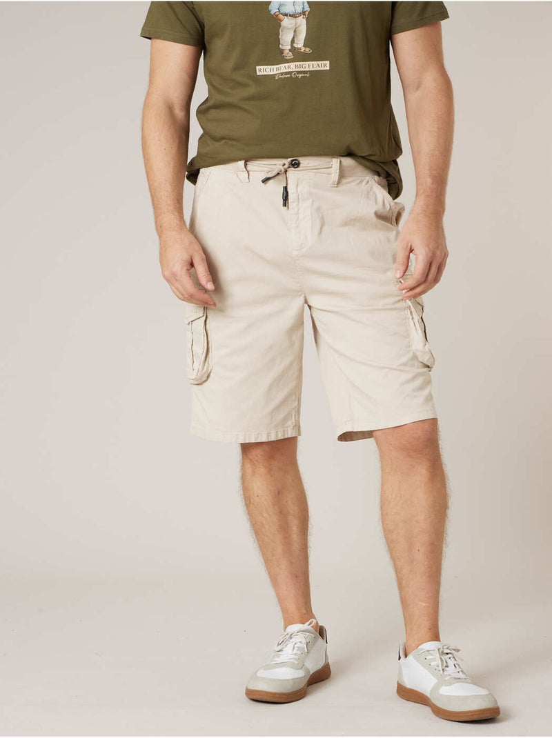 Bermuda cargo homme en coton stretch 'Deeluxe' Beige sable - Kiabi