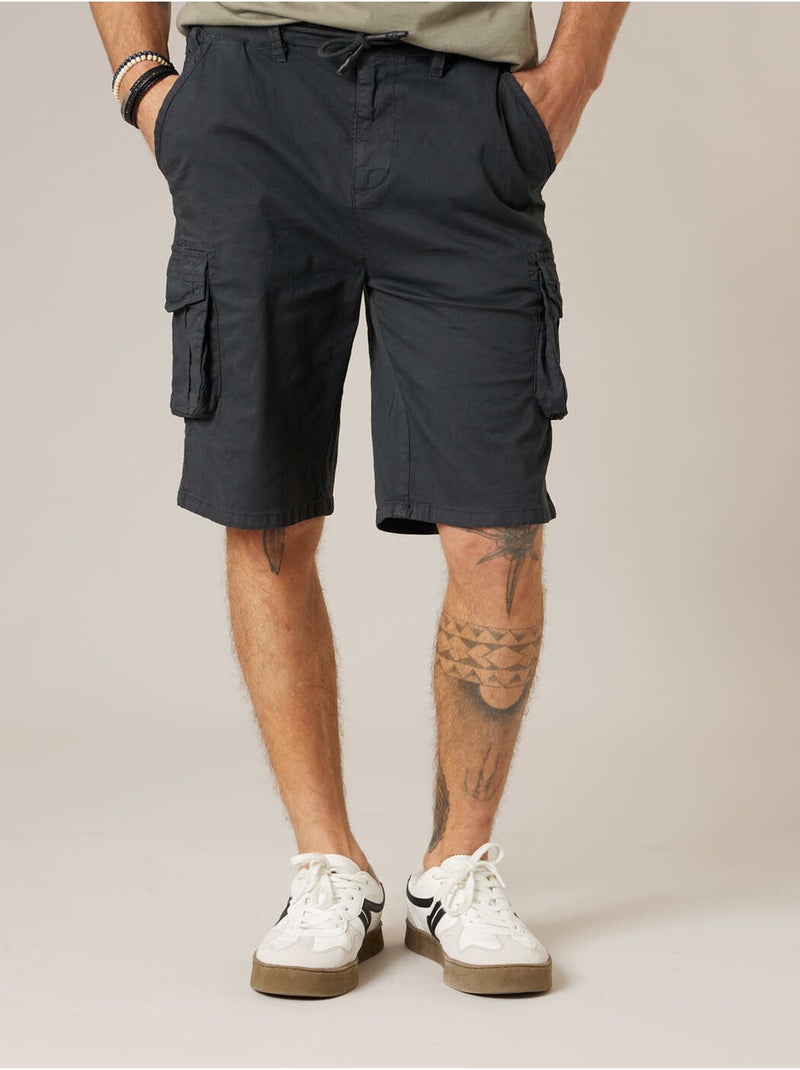 Bermuda cargo homme en coton stretch 'Deeluxe' gris anthracite - Kiabi