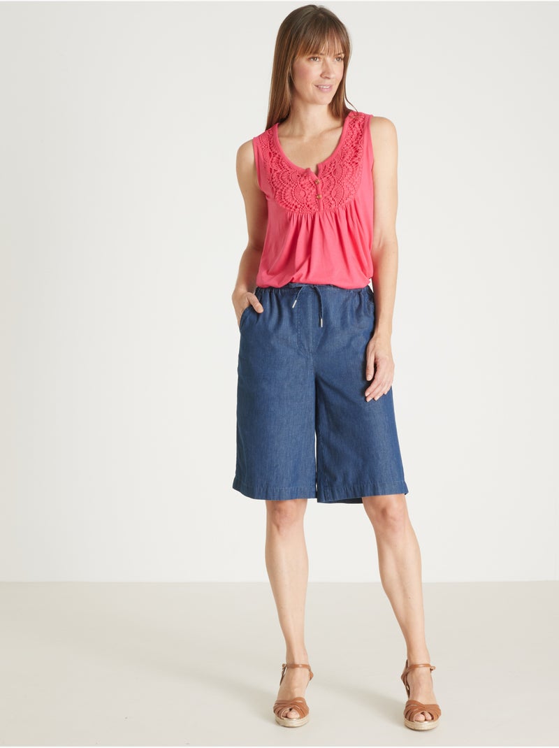 Bermuda chambray élastiqué - DAXON Bleu - Kiabi