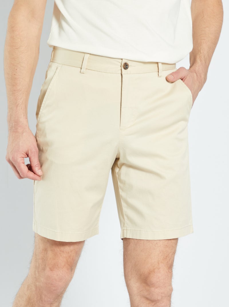 Bermuda chino à taille élastiquée beige - Kiabi