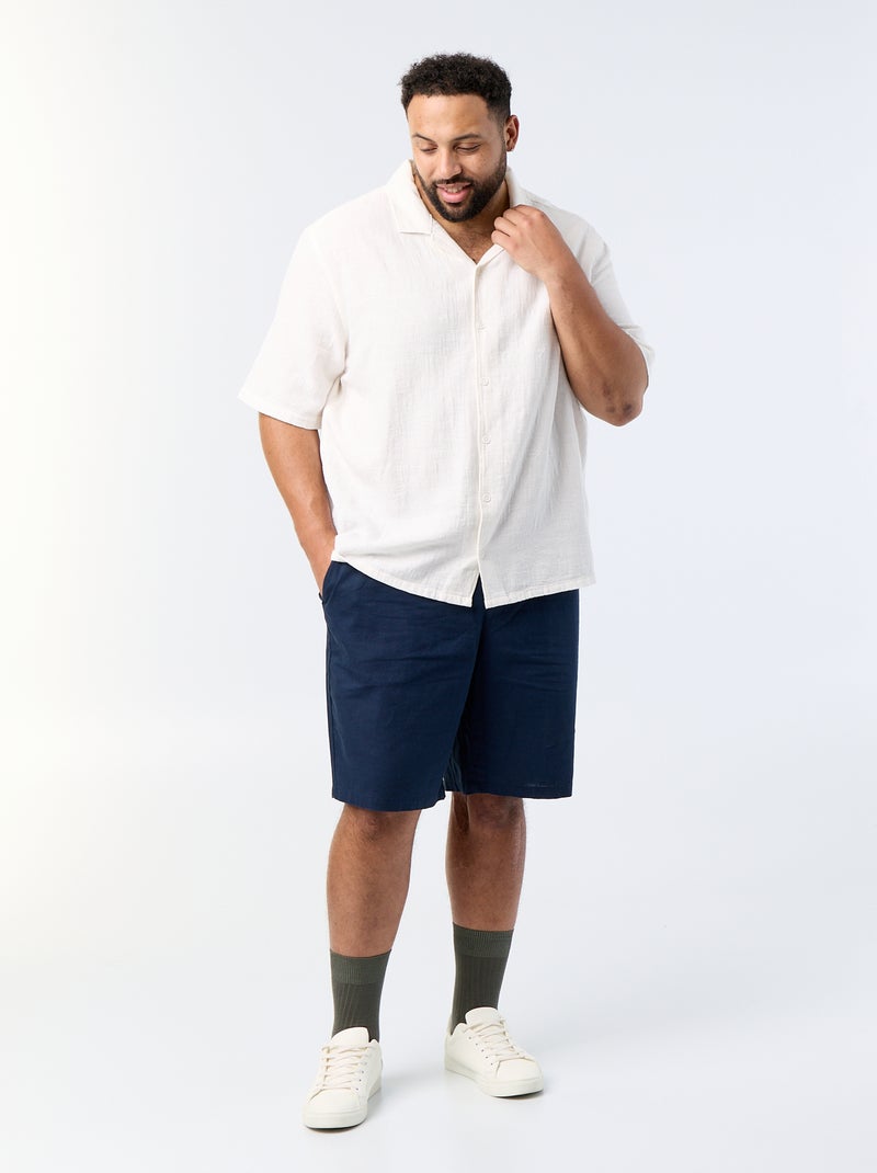 Bermuda chino avec cordons de serrage Bleu - Kiabi