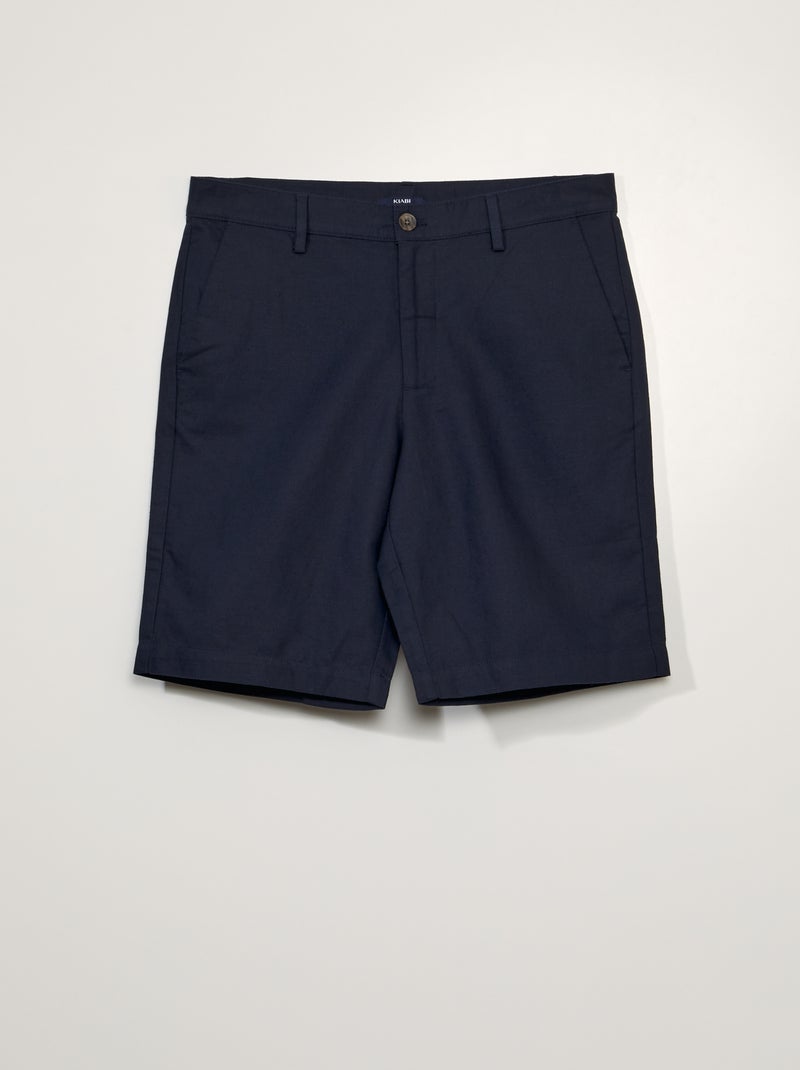 Bermuda chino avec lin bleu marine - Kiabi
