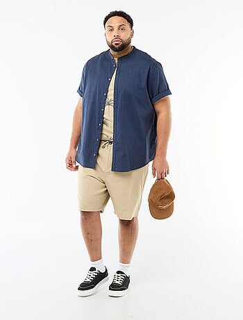 Bermuda chino avec ouverture boutonnée + zippée + liens de serrage