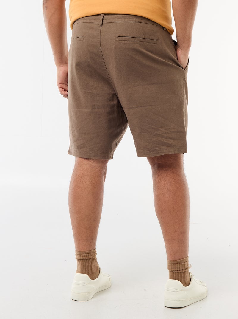 Bermuda chino avec ouverture boutonnée + zippée + liens de serrage Marron - Kiabi