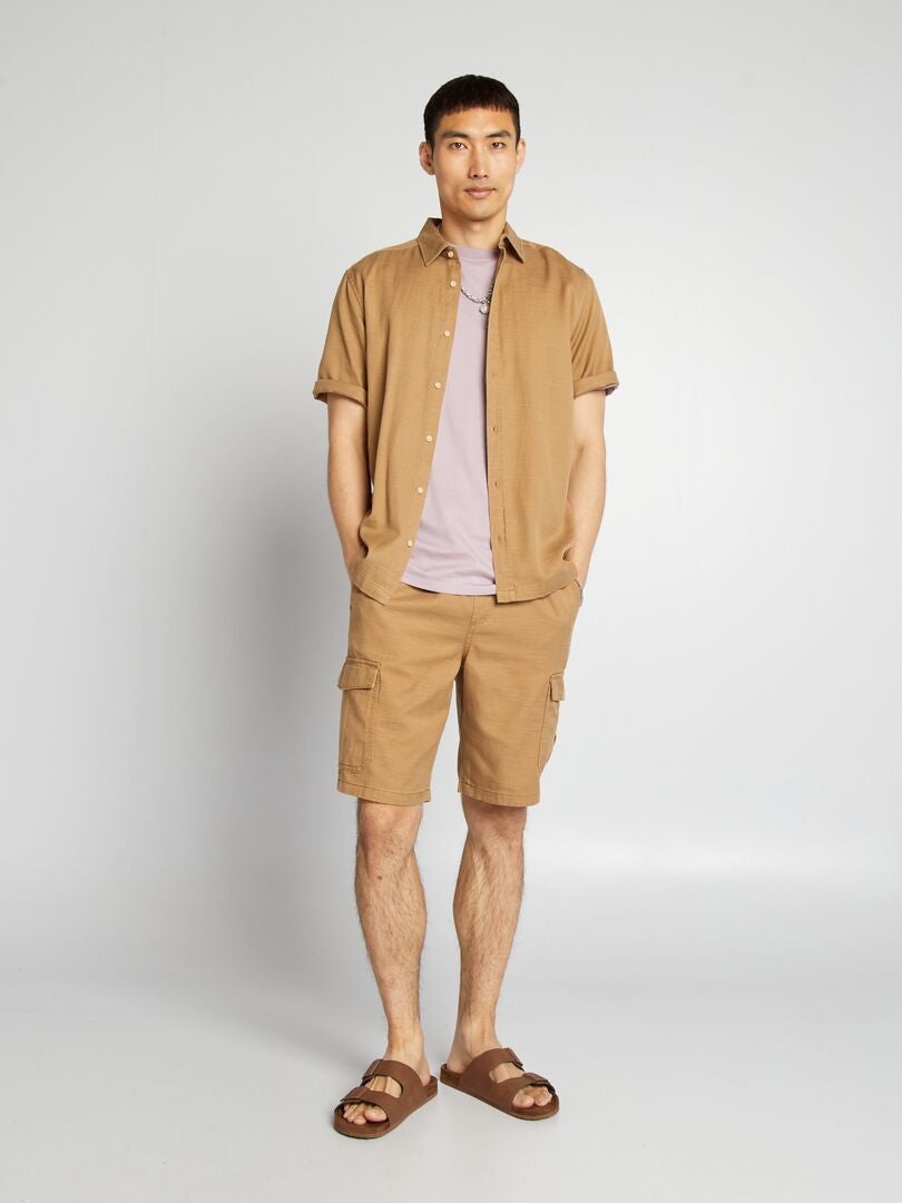 Bermuda chino avec poches sur les côtés Beige - Kiabi