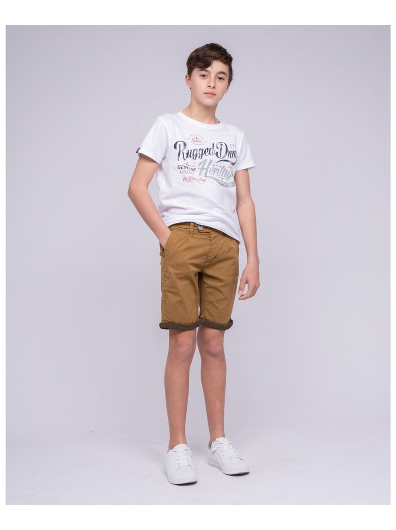 Bermuda chino BARNAS garçon Marron glacé - Kiabi