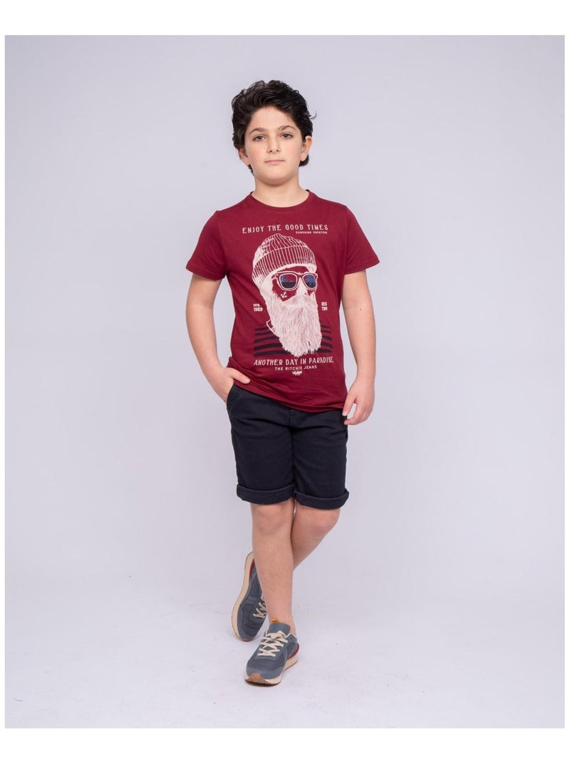 Bermuda chino BAVOLTA garçon Bleu marine - Kiabi