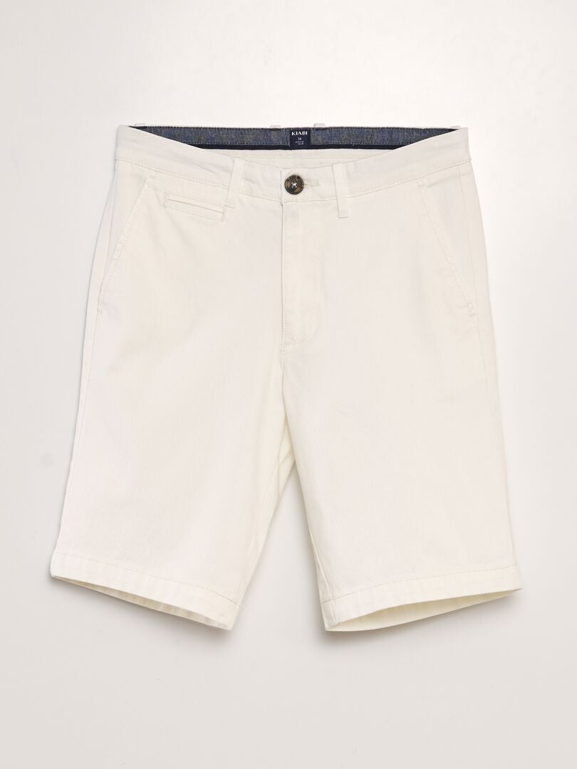 Bermuda chino en coton stretch et taille élastiquée homme blanc