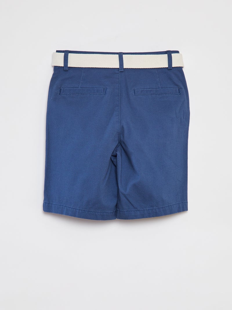 Bermuda chino coupe slim en maille piquée + ceinture BLEU - Kiabi