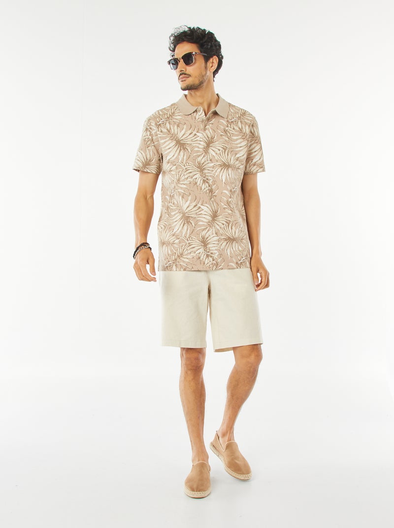 Bermuda chino en lin mélangé beige - Kiabi