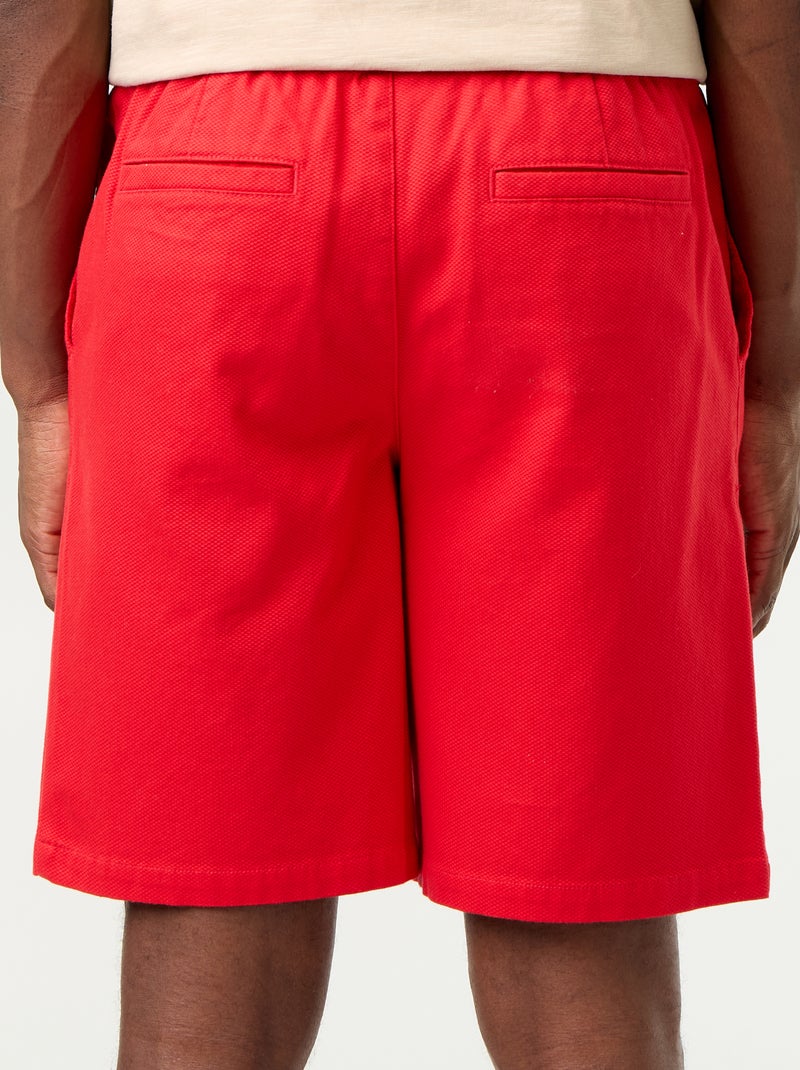 Bermuda chino en matière dobby Rouge - Kiabi