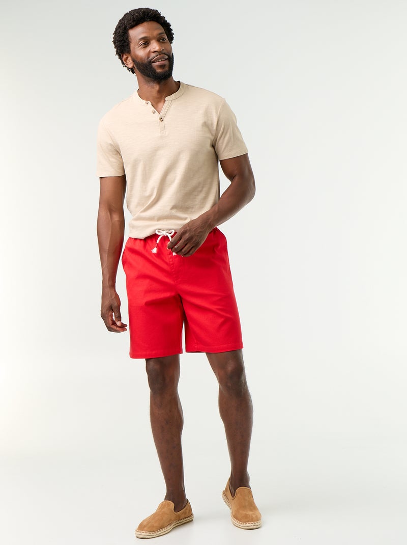 Bermuda chino en matière dobby Rouge - Kiabi