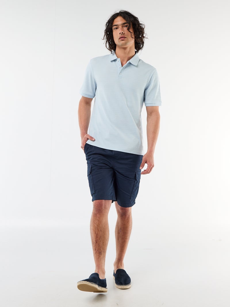Bermuda chino en popeline avec poches à rabat Bleu - Kiabi