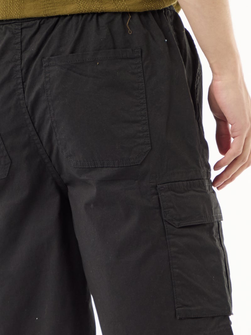 Bermuda chino en popeline avec poches à rabat Noir - Kiabi
