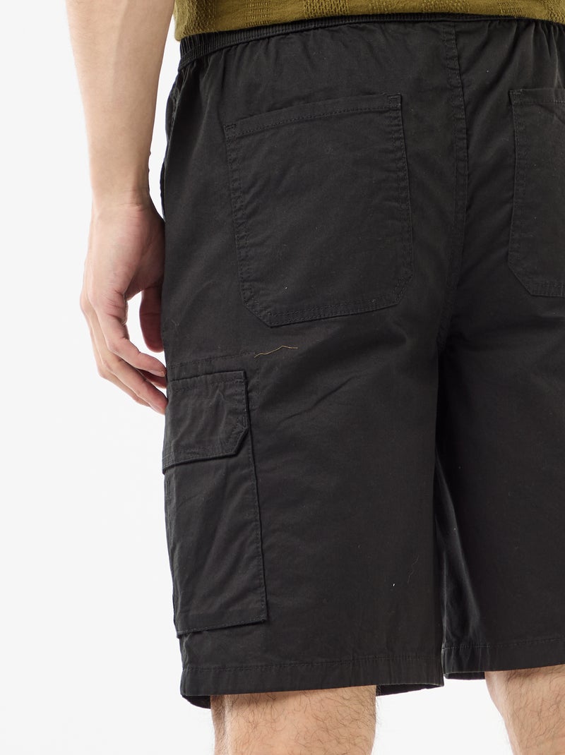 Bermuda chino en popeline avec poches à rabat Noir - Kiabi