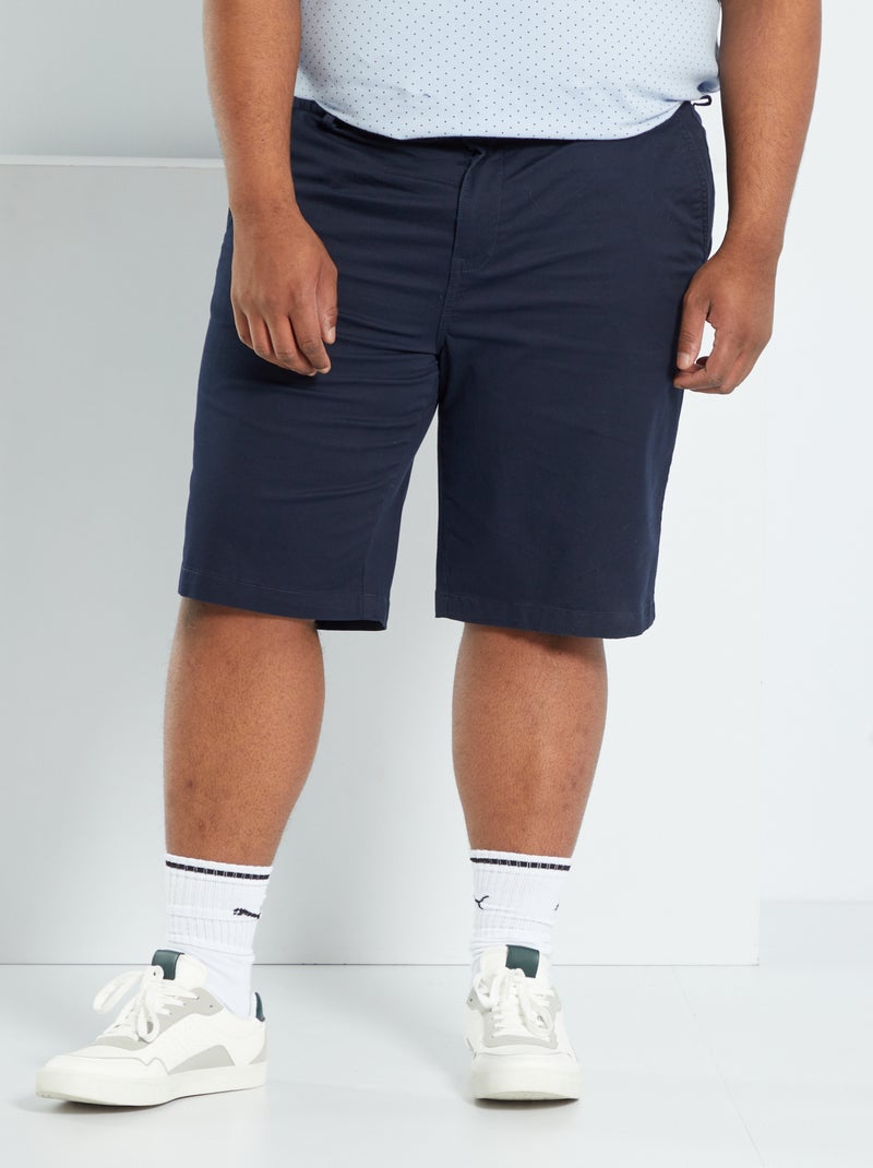 Bermuda chino en twill de coton bleu marine - Kiabi