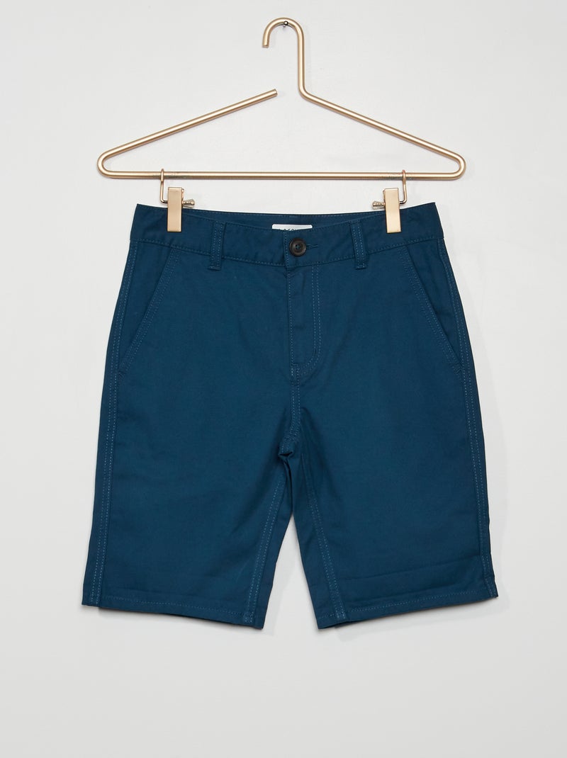 Bermuda chino en twill pur coton bleu nuit - Kiabi