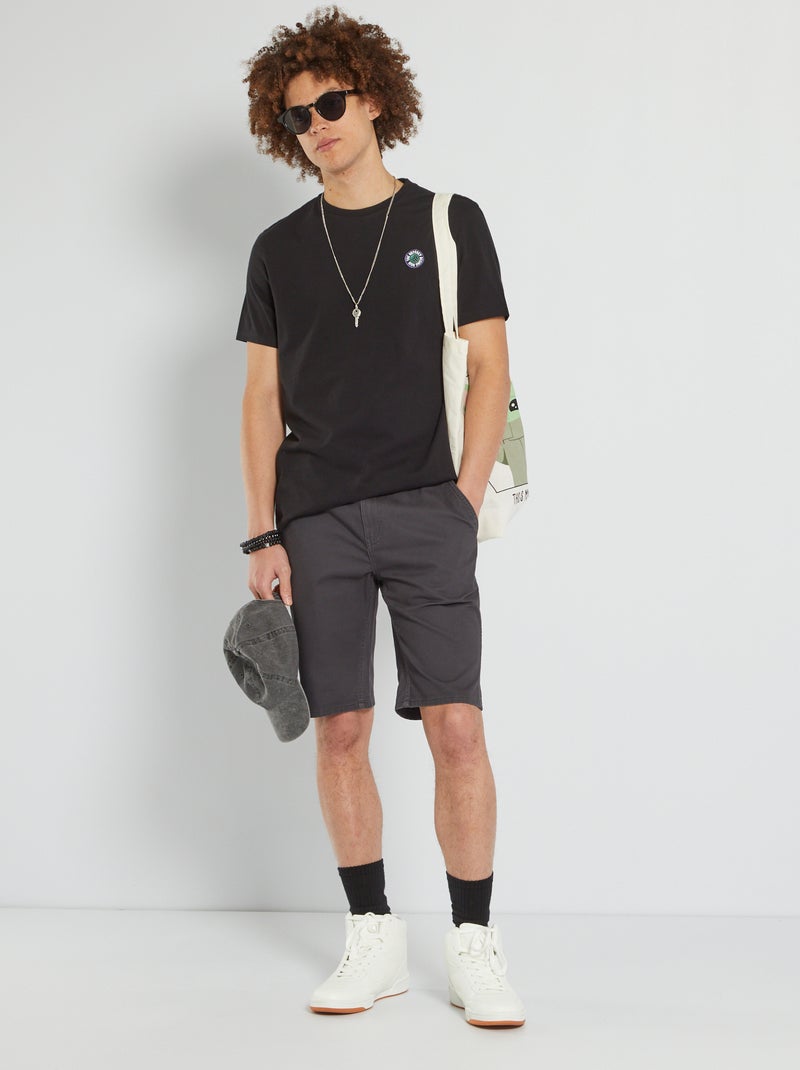 Bermuda chino en twill pur coton gris - Kiabi