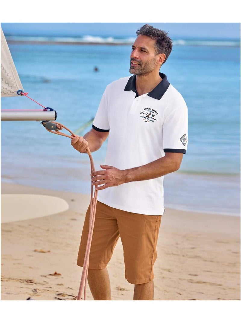 Bermuda Chino en Twill Stretch   - ATLAS FOR MEN Camel - Kiabi