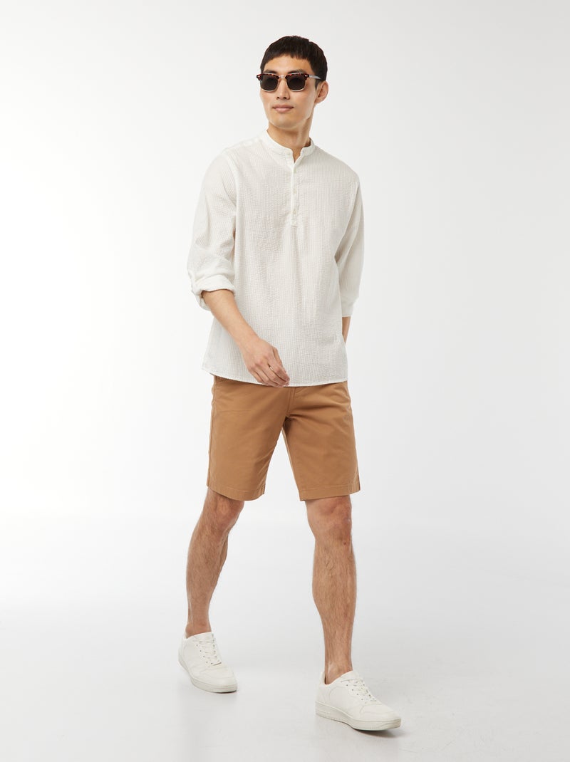 Bermuda chino en twill uni Beige - Kiabi