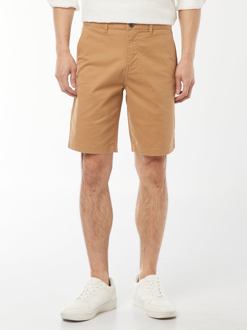 Bermuda chino en twill uni Beige - Kiabi