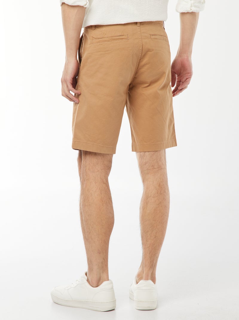 Bermuda chino en twill uni Beige - Kiabi