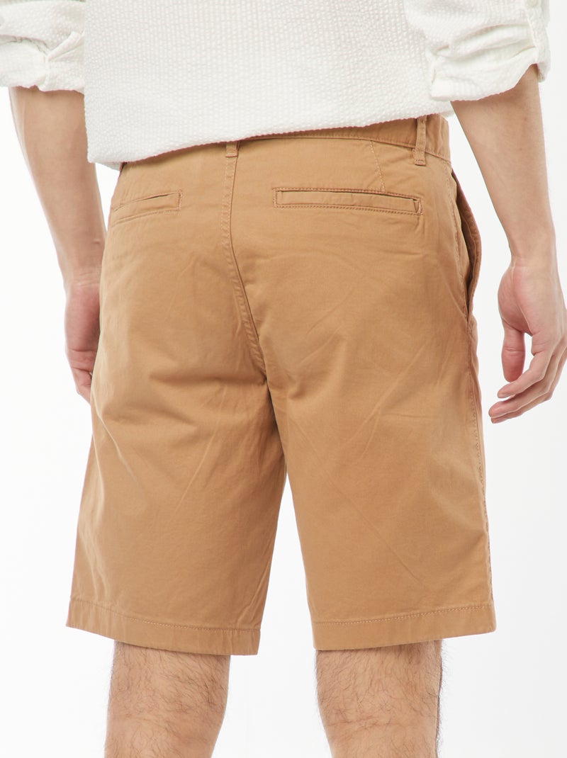 Bermuda chino en twill uni Beige - Kiabi