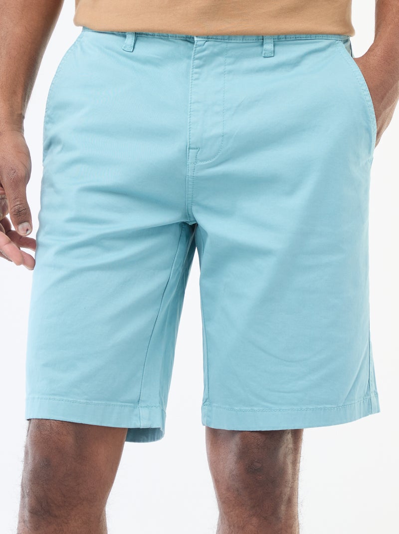 Bermuda chino en twill uni Bleu - Kiabi