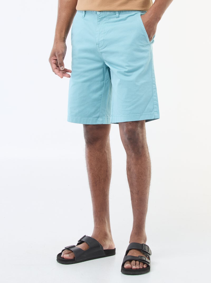 Bermuda chino en twill uni Bleu - Kiabi