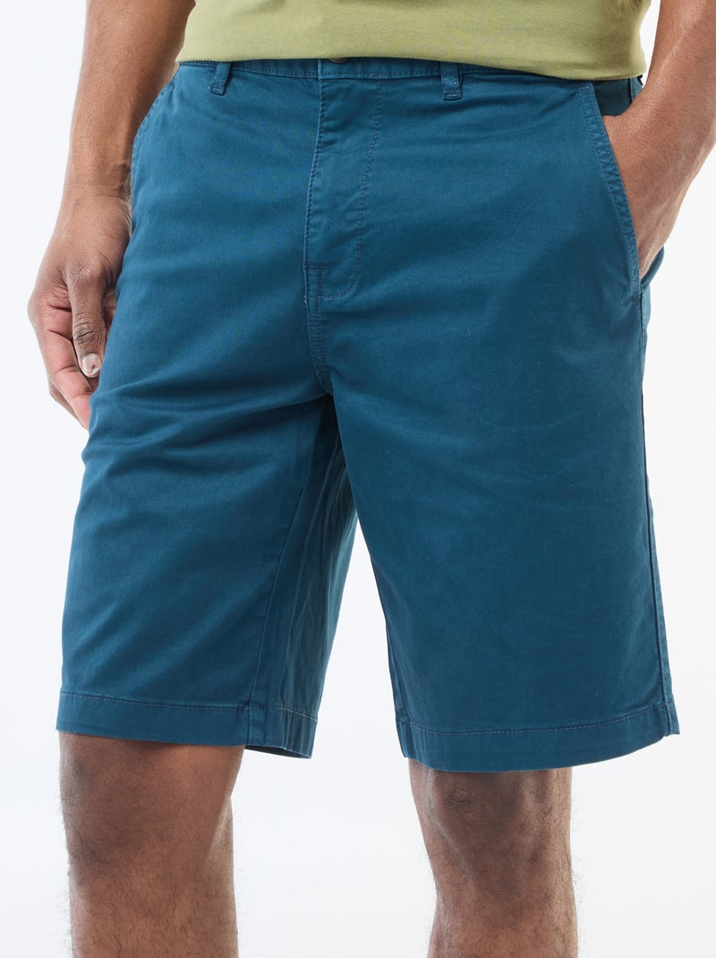 Bermuda chino en twill uni Bleu - Kiabi