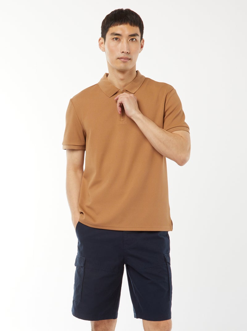 Bermuda chino en twill uni multipoches Bleu - Kiabi