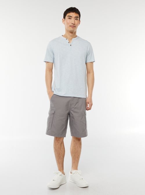 Bermuda chino en twill uni multipoches - Kiabi