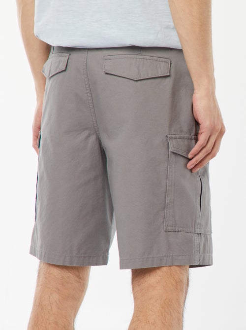 Bermuda chino en twill uni multipoches - Kiabi