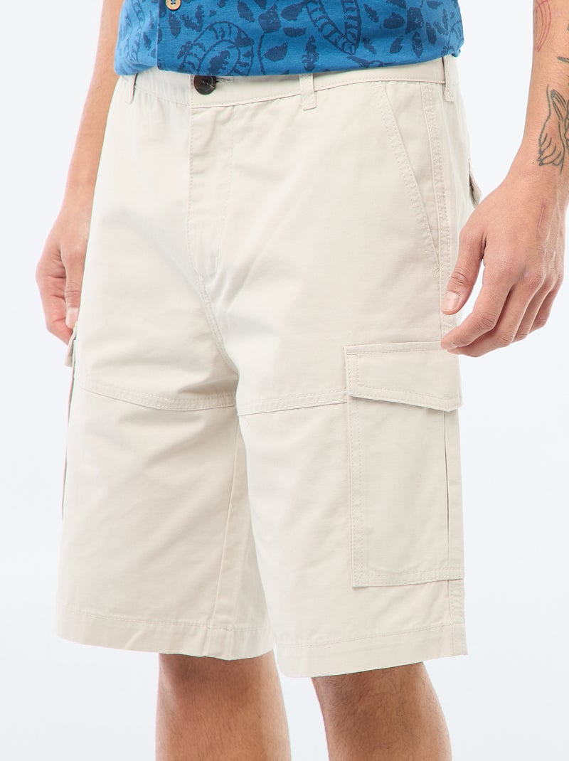 Bermuda chino en twill uni multipoches Gris - Kiabi